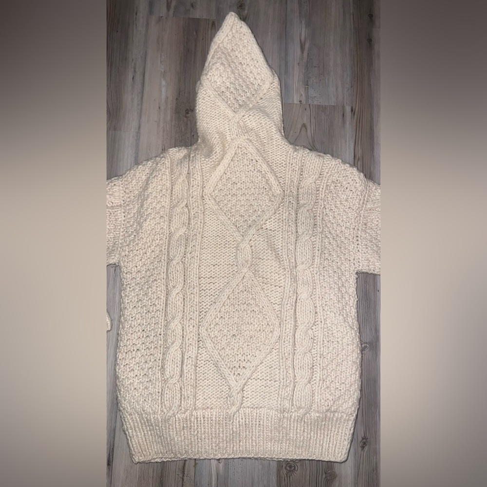 Women’s 100% Wool Full Zip Long Sleeve Hooded Cardigan Hand Made - Picture 7 of 8